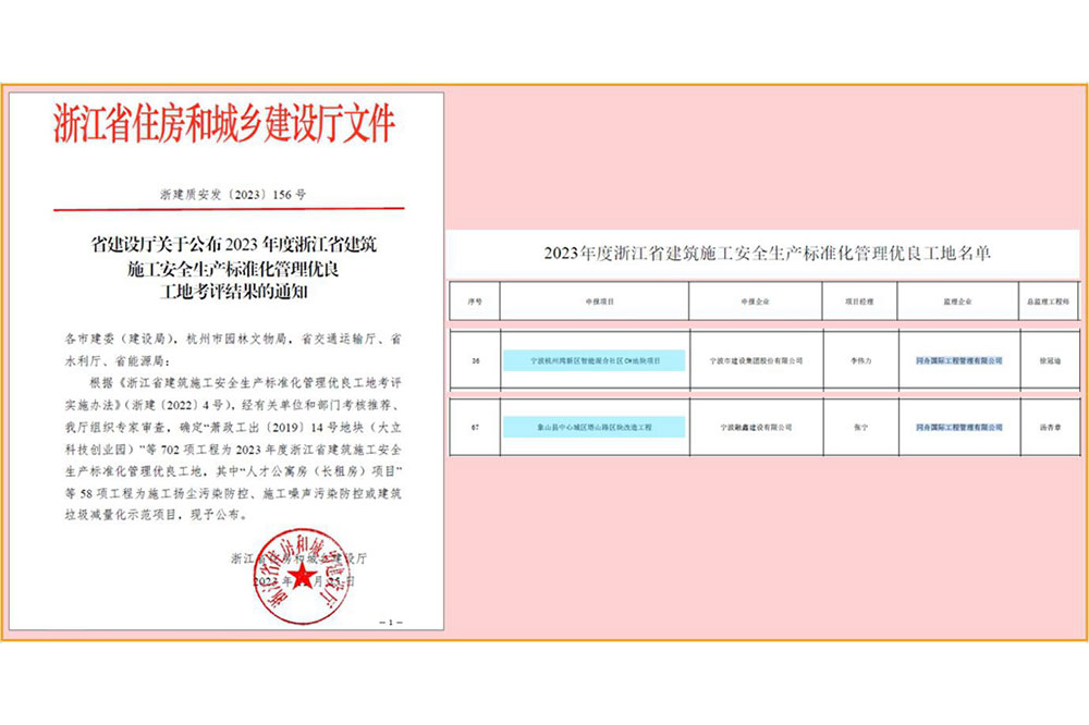 2023年度浙江省建筑施工安全生产标准化管理优良工地名单
